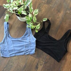 STEVE MADDEN lot of 2 exercise workout bralettes bras blue & black size L